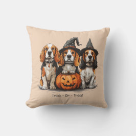Bus eller godis Halloween Beagle Hundar Kudde