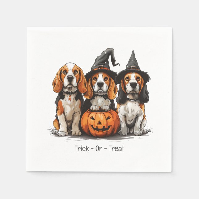 Bus eller godis Halloween Beagle Hundar Pappersservett (Framsidan)