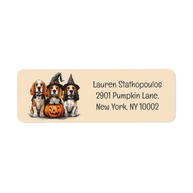 Bus eller godis Halloween Beagle Hundar Returadress Etikett (Framsidan)