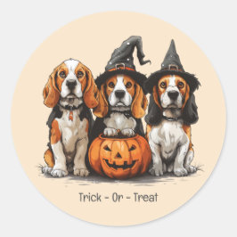Bus eller godis Halloween Beagle Hundar Runt Klistermärke
