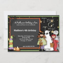 Bus eller godis Halloween Birthday Inbjudningar