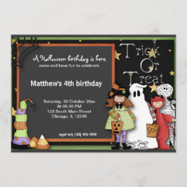 Bus eller godis Halloween Birthday Inbjudningar