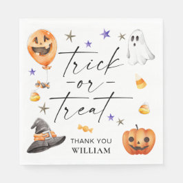 Bus eller godis Halloween Birthday Pappersservett