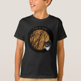 Bus eller godis Halloween Black cat & måne T-Shirt