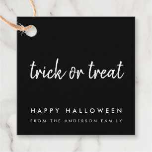 Bus eller godis Halloween Black Modern Minimal Gåvor Etiketter