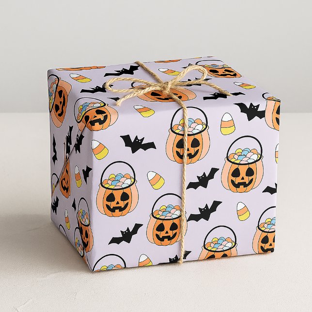 Bus eller godis Halloween Candy & Fladdermus Mönst Presentpapper (Skapare uppladdad)
