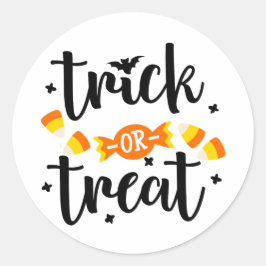Bus eller godis Halloween Candy Typography Runt Klistermärke