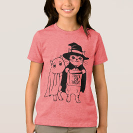 Bus eller godis Halloween Cat Witch Ghost T Shirt