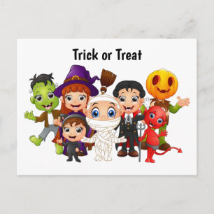 Bus eller godis Halloween Children Helg Vykort