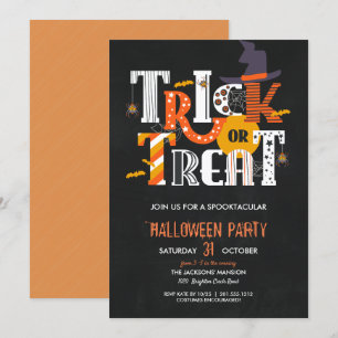 Bus eller godis Halloween Costume Party Inbjudningar