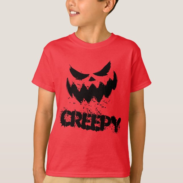 bus eller godis Halloween Creepy Ansikte T-Shirt (Framsida)