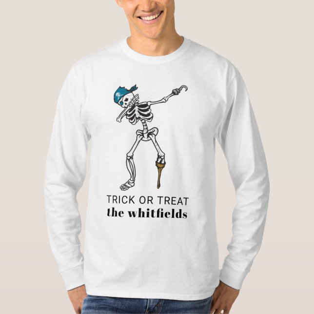 Bus eller godis Halloween Dabbing Pirat Anpassning T Shirt (Framsida)