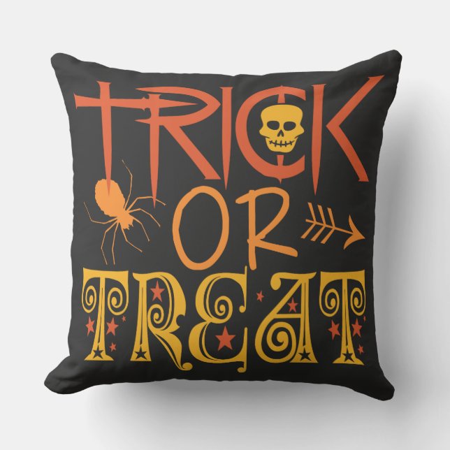 Bus eller godis Halloween dekorativ kudde (Framsida)