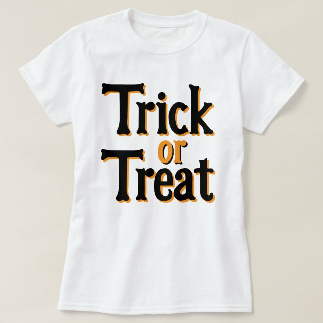 Bus eller godis Halloween-design T-shirt (Design framsida)