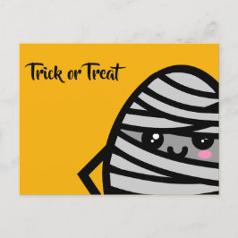 Bus eller godis - Halloween - Egg Mummy Inbjudan Vykort