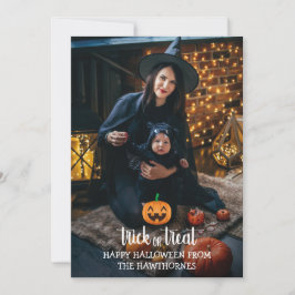 "Bus eller godis" Halloween elegant Family Photo Kort