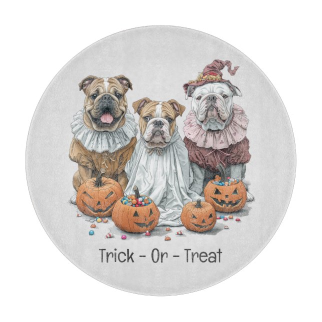 Bus eller godis Halloween English Bullhund Pumpkin (Framsidan)
