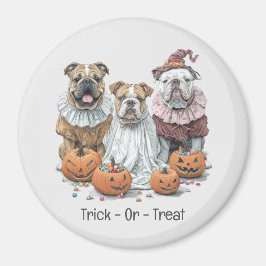 Bus eller godis Halloween English Bullhund Pumpkin Magnet