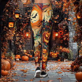 Bus eller godis Halloween ett slag Leggings