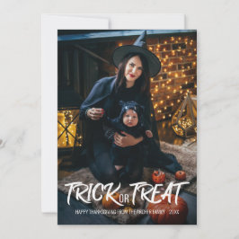"Bus eller godis" Halloween-familjfoto Julkort