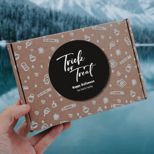Bus eller godis Halloween Favor Treat Sticker Runt Klistermärke