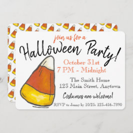 Bus eller godis Halloween fest Candy corn Inbjudningar