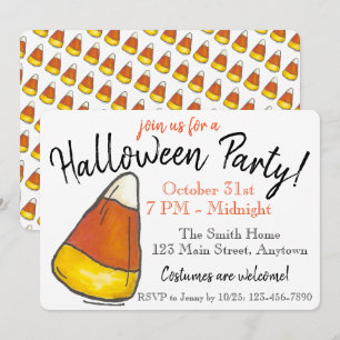 Bus eller godis Halloween fest Candy corn Inbjudningar