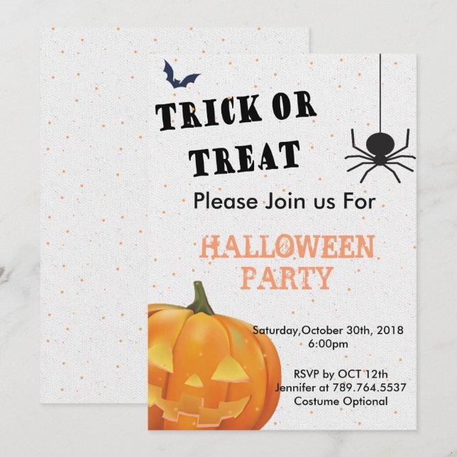 Bus eller godis Halloween fest Halloween fest Inbjudningar (Fram/baksida)
