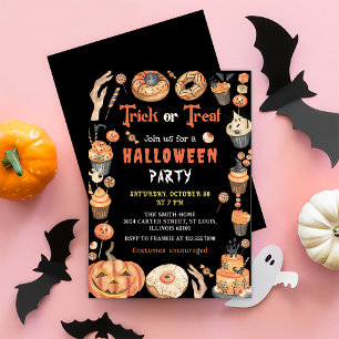 Bus eller godis-Halloween fest-inbjudan Inbjudningar
