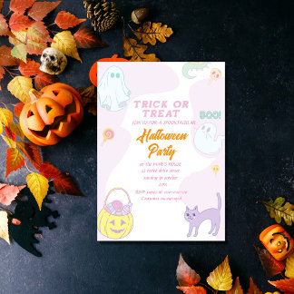 bus eller godis halloween fest inbjudningar