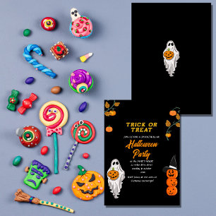 bus eller godis halloween fest inbjudningar