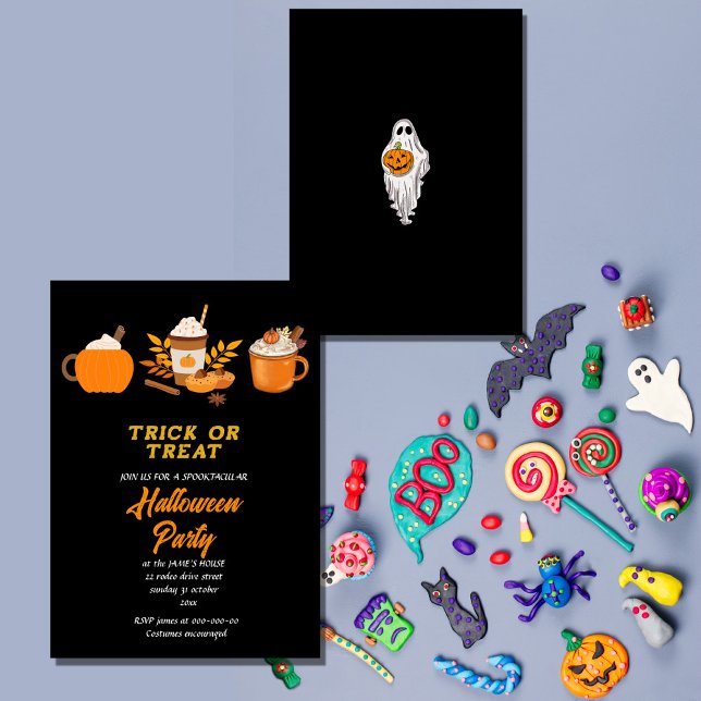 bus eller godis halloween fest inbjudningar (Skapare uppladdad)