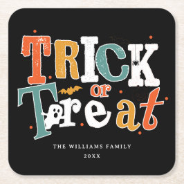 Bus eller godis Halloween fest Underlägg Papper Kvadrat