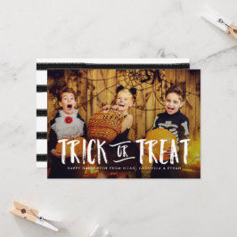 Bus eller godis Halloween-fotokort Kort