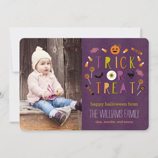 Bus eller godis Halloween-fotokort Kort (Framsida)