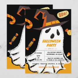 bus eller godis, Halloween Ghost, godisinbjudan Inbjudningar