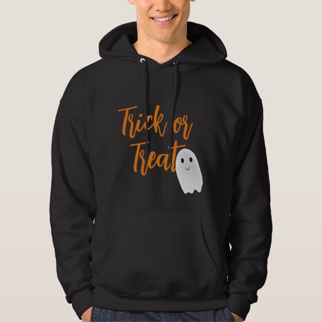 Bus eller godis Halloween Ghost Hoodie (Framsida)
