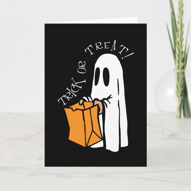 Bus eller godis Halloween Ghost Kort (Framsida)