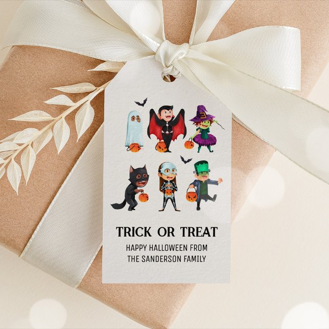 Bus eller godis Halloween Gift Märkre Presentetikett (Trick or Treat Halloween Gift Tag)