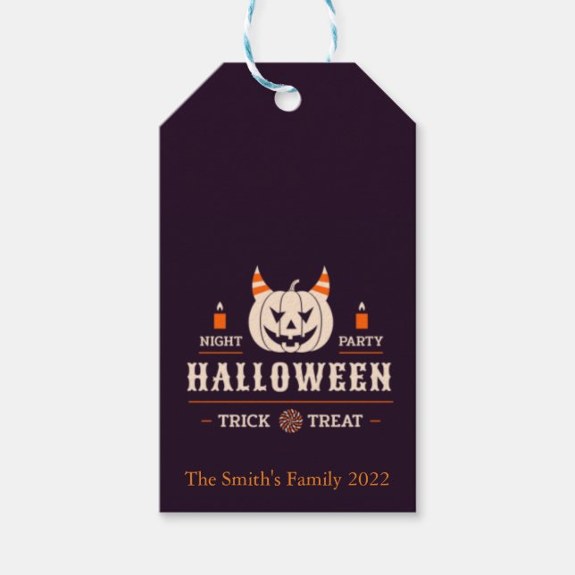 Bus eller godis Halloween Gift Märkres Presentetikett (Framsidan)