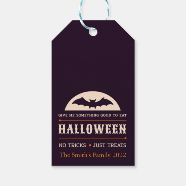Bus eller godis Halloween Gift Märkres Presentetikett (Framsidan)
