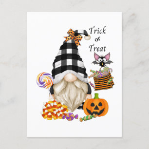 Bus eller godis Halloween Gnome Vykort