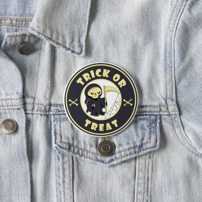 Bus eller godis Halloween grim, återfall Knapp (In Situ)