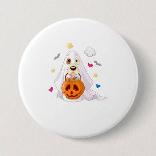 Bus eller godis Halloween Hund Ghost Knapp