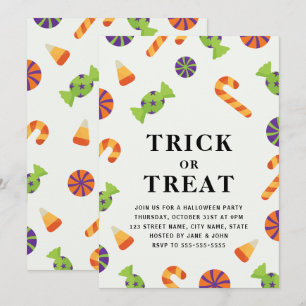 Bus eller godis Halloween-inbjudan med Candies Inbjudningar