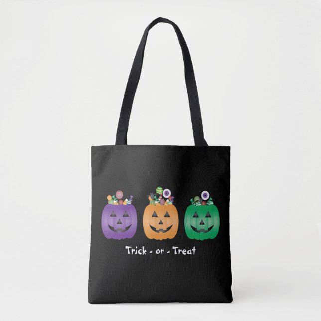 Bus eller godis Halloween Jack o lantern Candy Pai Tygkasse (Framsida)