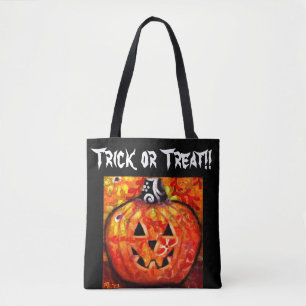 Bus eller godis Halloween Jack-O-Lantern Whimsical Tygkasse