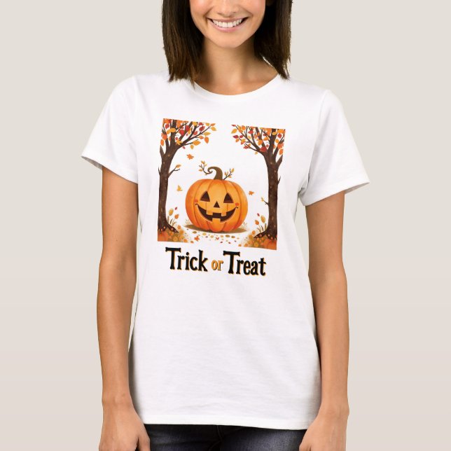 Bus eller godis Halloween Jack o'lantern T Shirt (Framsida)