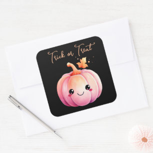 Bus eller godis Halloween Kawaii Pumpkin Fyrkantigt Klistermärke