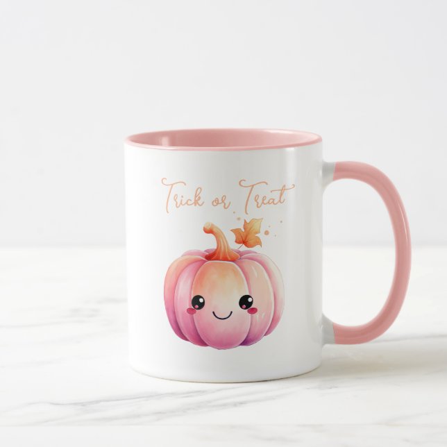 Bus eller godis Halloween Kawaii Pumpkin Mugg (Höger)